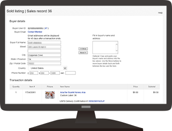 eBayの落札情報、注文者情報を自動収集・記録
